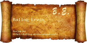 Ballog Ervin névjegykártya